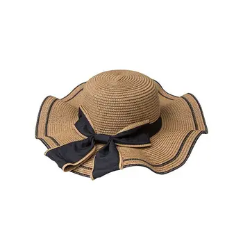 Новая летняя соломенная шляпа от солнца с широкими полями для женщин, шляпы для пляжного отдыха, женская уличная повседневная панама с бантом, кружевная кепка