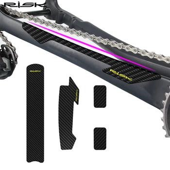 Наклейки для велосипеда RISK, Клейкая лента, протектор рамы горного велосипеда, крепление цепи, Виниловые наклейки с изображением углерода, защита цепи от тока