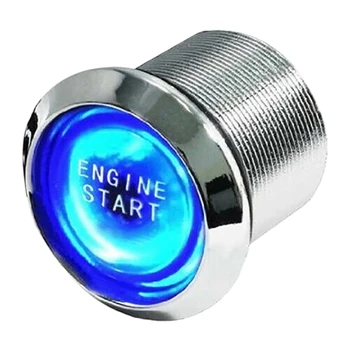 Универсальный для Автомобиля Кнопочный Выключатель Запуска Двигателя Зажигания Стартовый Комплект Синий Светодиодный Индикатор Проверки Двигателя Автомобиля