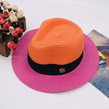 Солнцезащитная шляпа Цветные акриловые аксессуары Солнцезащитная шляпа Уличная соломенная шляпа Солнцезащитный крем пляжная шляпа Мужская и женская вогнутая и выпуклая верхняя шляпа