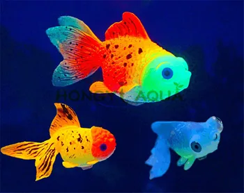 Светящаяся имитация Большой золотой рыбки, морской медузы, аквариума для озеленения, Силиконовая имитация аквариумных рыбок, принадлежности для аквариума