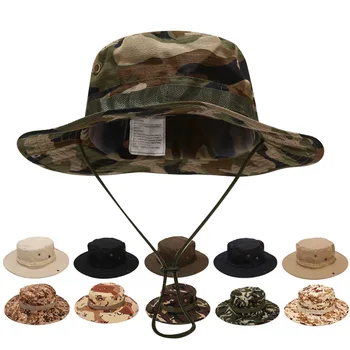 Мужские Камуфляжные шляпы Бонни Тактические Армейские шляпы-ведра Военная Панама Летние Кепки-ведра Охотничий Походный Камуфляж для защиты от солнца на открытом воздухе
