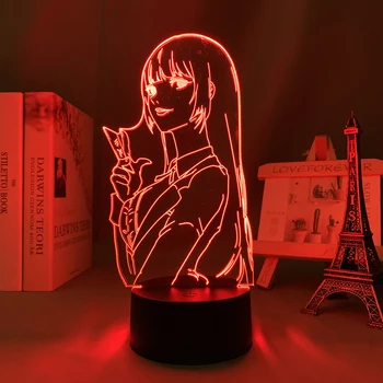 Аниме Светодиодная Лампа Kakegurui Yumeko Jabami для Декора Комнаты RGB Меняющие Цвет Ночные Светильники Подарок Манга 3d Свет Kakegurui Yumeko