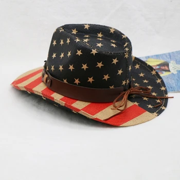 Шляпа с рисунком американского флага, женская мужская ковбойская шляпа, шляпа в этническом стиле, прямая доставка