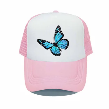 Бейсболки с принтом голубой бабочки, уличная бейсболка, Повседневные шляпы Для мужчин и женщин, Сетчатая кепка, Дышащие Летние Солнцезащитные кепки MZ080