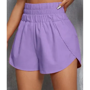 Весенне-летние женские эластичные свободные шорты с высокой талией, повседневные пляжные короткие брюки с эластичной резинкой на талии.