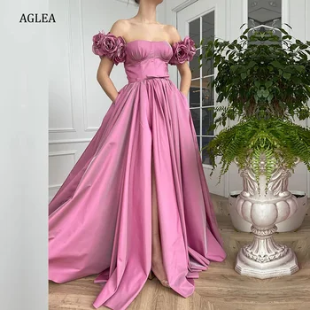 Вечерние платья AGLEA для официальных мероприятий, Элегантная вечеринка для женщин, выпускной бал, шлейф с открытыми плечами, Трапециевидный пояс с рюшами