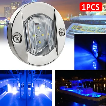 1 шт. 6LED светильник для внутреннего отсека лодки, 12 В круглый светильник для яхты, светильник для лодки (белый/синий свет) Водонепроницаемый 147LM IP67 75 мм DC 12V Bu