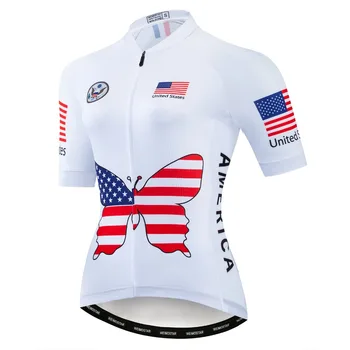 Велоспорт Джерси Женщины 2021 Pro Team USA Дорожный Велосипед Одежда MTB Велосипед Одежда С Коротким Рукавом Майо Ropa Ciclismo Мотокросс Белый