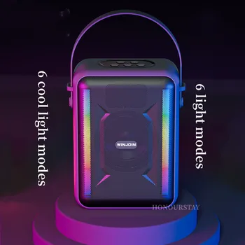 2,5-дюймовый мощный динамик Bluetooth 5.1, портативная колонка с радио, цветная подсветка RGB, стереомузыкальный центр square dance boombox