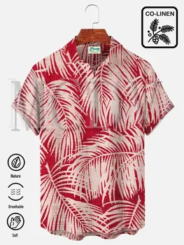 Royaura льняное шамбре Tropical Leaves Мужская гавайская рубашка большого и высокого роста Aloha, летние топы