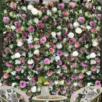 Тканевый фон для стены из искусственных цветов 3D Свадьба С белыми розовыми зелеными розами и большими пионами Украшения для праздничной вечеринки AGY765