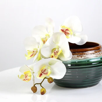 6 Голов Бабочки Орхидеи, Букет искусственных цветов для дома, Свадебное украшение, декор для вечеринки, Спальня, Настенная ваза своими руками, искусственное растение