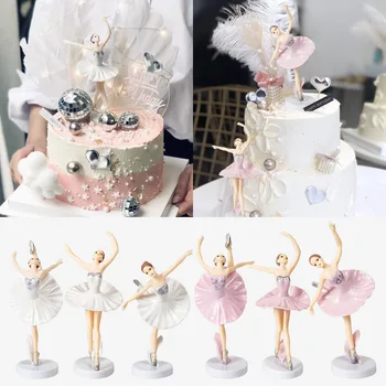 Фигурка девушки-балерины из 3шт, Сладкие позы, Балетная девушка, Топпер для торта, Скульптурная модель из смолы, Коллекционное украшение, Декор для дня рождения девочки