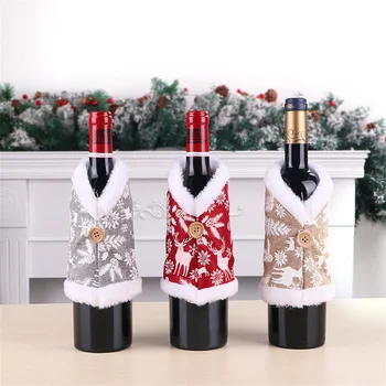 2023 Новый Рождественский Набор крышек для винных бутылок с необработанным краем, сумка для винных бутылок, рукав для Рождественского Новогоднего ужина, Украшения для домашнего стола