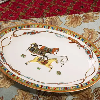 Набор керамических тарелок из костяного фарфора в европейском стиле, обеденный сервиз, тарелки и миски, посуда для скандинавской кухни, фарфоровая посуда