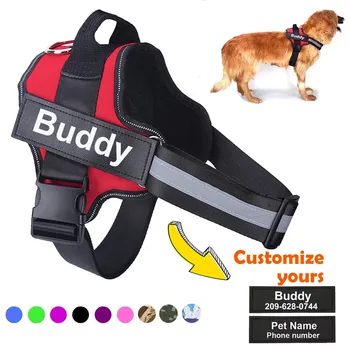 Персонализированная шлейка для собак БЕЗ НАТЯЖЕНИЯ, Светоотражающий Дышащий Жилет для домашних животных для маленьких и Крупных Собак, аксессуары для дрессировки на свежем воздухе