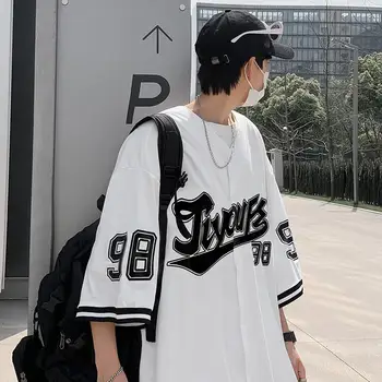 Бейсбольная рубашка для женщин и мужчин в стиле хиппи, винтажная уличная одежда в стиле хип-хоп, корейский стиль, блузка на пуговицах с коротким рукавом, летняя