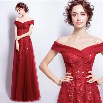2021 Красное Кружевное Свадебное Платье в Европейском и Американском Стиле с Открытыми Плечами Для Невесты