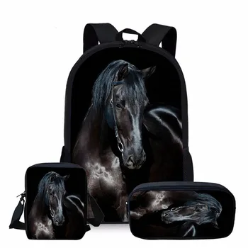 3 шт./компл. Школьные сумки с 3D принтом лошади, набор для девочек-подростков, мальчиков, детей, детский рюкзак, детские сумки для книг, студенческая сумка для книг