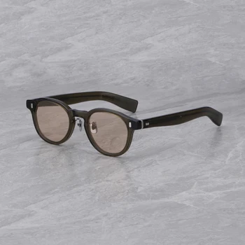 Оптические солнцезащитные очки японского бренда, Ацетатные очки Uv400, мужские Дизайнерские Роскошные овальные очки ручной работы для женщин, линзы по рецепту