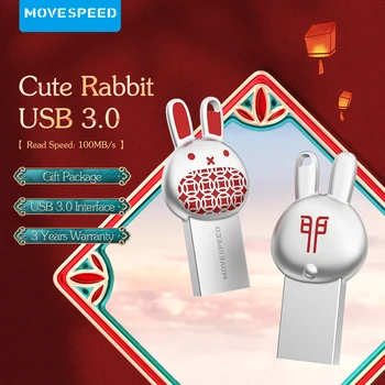 MOVESPEED Милый Кролик USB 3,0 Флэш-Накопитель 64 ГБ 32 ГБ Высокоскоростной Флеш-Накопитель Флэш-Накопители Memory Stick для Настольного Ноутбука Smart TV