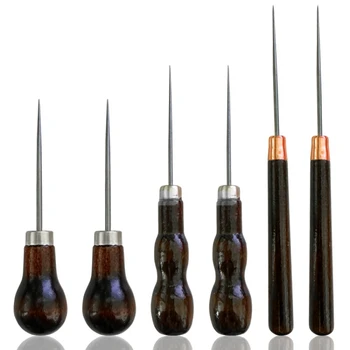 1шт прочный профессиональный кожаный деревянная ручка Шило инструменты для кожевенное ремесло вышивания швейная фурнитура
