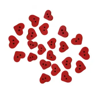 100шт Красные пуговицы с 2 отверстиями Деревянная пуговица в виде сердечка, декор для альбома, открытка для одежды, аксессуар для шитья своими руками
