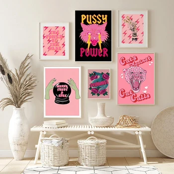 Картина маслом своими руками по номерам Феминистское модное искусство Pink Girl Power Ручная Роспись художественной стены спальни гостиной Домашнего декора Уникальный Подарок
