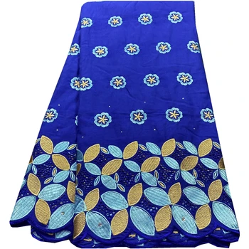 Хлопчатобумажная кружевная ткань с синими цветами в нигерийском стиле, для пошива свадебных платьев, новейшая, 5 ярдов/партия, 2023