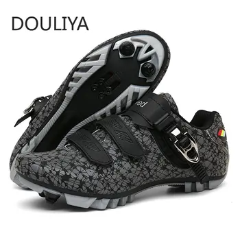 Светоотражающая Велосипедная обувь DOULIYA MTB Для мужчин, Шоссейные кроссовки с плоским шипом, Скоростные кроссовки для женщин, обувь для горных велосипедов Spd