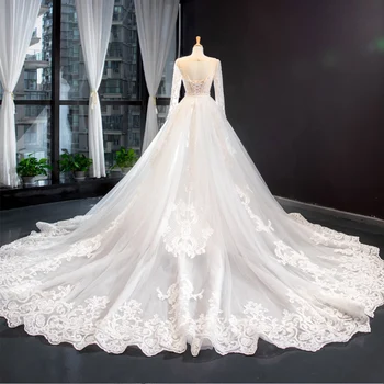 Vestido De Novia, свадебные платья русалки с длинным рукавом и съемным шлейфом, вырез сзади, сексуальные свадебные платья Abito Da Sposa