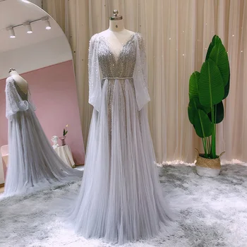 Шарон Саид, роскошное вечернее платье из Дубая серебристого телесного цвета для женщин, свадебная вечеринка, большие размеры, Элегантные бордовые вечерние платья для гостей SS032