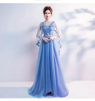 Вечернее платье для женщин, новинка 2023 года, осенне-зимний синий свадебный коктейль для невесты, модный показ мод для меньшинств