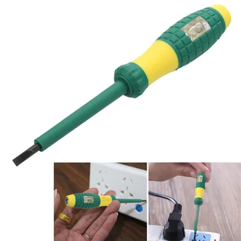 Желто-зеленая электрическая тестирующая ручка 220 В Отвертка Датчик мощности зонд Промышленный тестер напряжения Диаметр ручки 4 мм