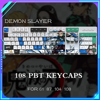 Keycap Xda Профиль Demon Slayer Tanjirou Аниме Pbt Keycaps Английский Diy 108 Клавиш Dye-Sub Custom Keycap Для Механической Клавиатуры