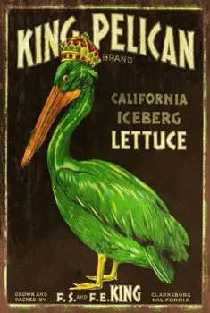 Металлическая вывеска в винтажном стиле King Pelican с рекламой калифорнийского салата Айсберг