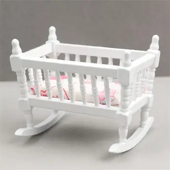 Забавная белая миниатюрная детская кроватка без запаха, Миниатюрная детская кроватка, кровать для детской спальни, дерево