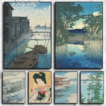 Кавасе Хасуи Винтажный Японский художественный плакат С пейзажем озера Товада, холст, печать, Азиатское настенное искусство, Домашний декор