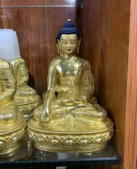 Высококачественная золотая позолота латунная статуя Будды ДОМАШНЯЯ семья эффективная защита позолота латунная статуя Будды Митукпа Ваджра Татхагата