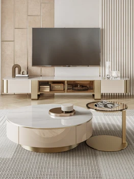 Легкий роскошный чайный столик из каменной плиты, комбинация ТВ-шкафов, современная Простая комбинация итальянского чайного столика для гостиной