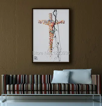 Христианский крест, высокопрофессиональный нож, прочная ручная роспись маслом на холсте для домашнего декора, абстрактная религиозная картина