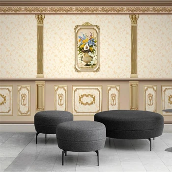 бейбехан Пользовательские обои 3d фреска роскошная европейская вилла римская колонна золотой фон для обустройства дома стена обои 3d обои