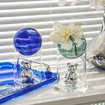 Креативная прозрачная витражная гидропонная ваза, украшение цветочного горшка, кашпо для цветов, украшение гостиной в скандинавском стиле