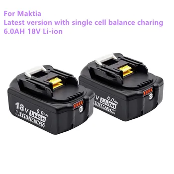 Новая подлинная Аккумуляторная Батарея Электроинструментов Makita 18V 6000mAh со Светодиодной Литий-ионной Заменой LXT BL1860B BL1860 BL1850 BL 1830