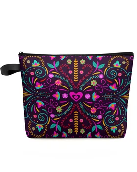 Красочный Мексиканский абстрактный цветок, дорожная косметичка большой емкости, Переносная сумка для хранения косметики, женский водонепроницаемый пенал