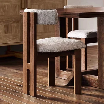 Китайские обеденные стулья из массива дерева в стиле ретро, Простые Домашние Бархатные туалетные стулья из ягненка, Дизайнерский стул для отдыха в семье