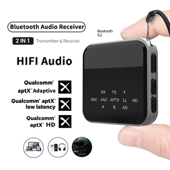 2-В-1 Bluetooth 5.2 Передатчик-Приемник aptX-LL / HD с Низкой Задержкой Беспроводной Адаптер с Микрофоном 3,5 мм Разъем AUX для Автомобильного Телевизора