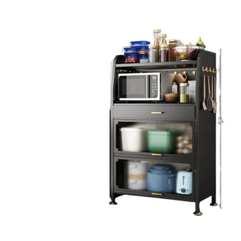 Многоуровневая кухонная выдвижная полка с дверцей, бытовой шкаф для хранения кастрюль и сковородок, шкафчик для хранения горячих продуктов