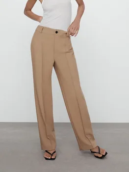 Новые женские модные брюки с узким нижним карманом в стиле темперамента 2023, расслабленные Модные широкие брюки персонализированного цвета